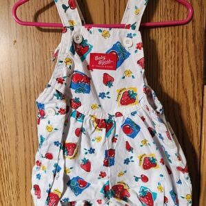 OshKosh B'gosh White Overalls with Colorful Print
